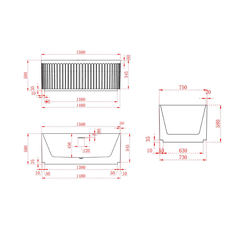 Artemis Fluted Matte White Designer Round Freestanding Bath - Acqua Bathrooms