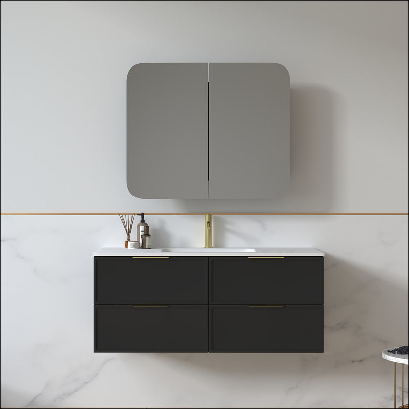 Ashford 1200mm Matte Black Shaker Wall Hung Vanity