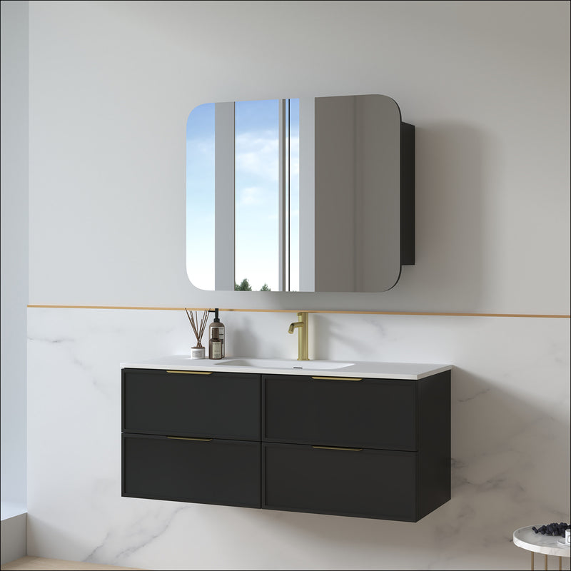 Ashford 1200mm Matte Black Shaker Wall Hung Vanity