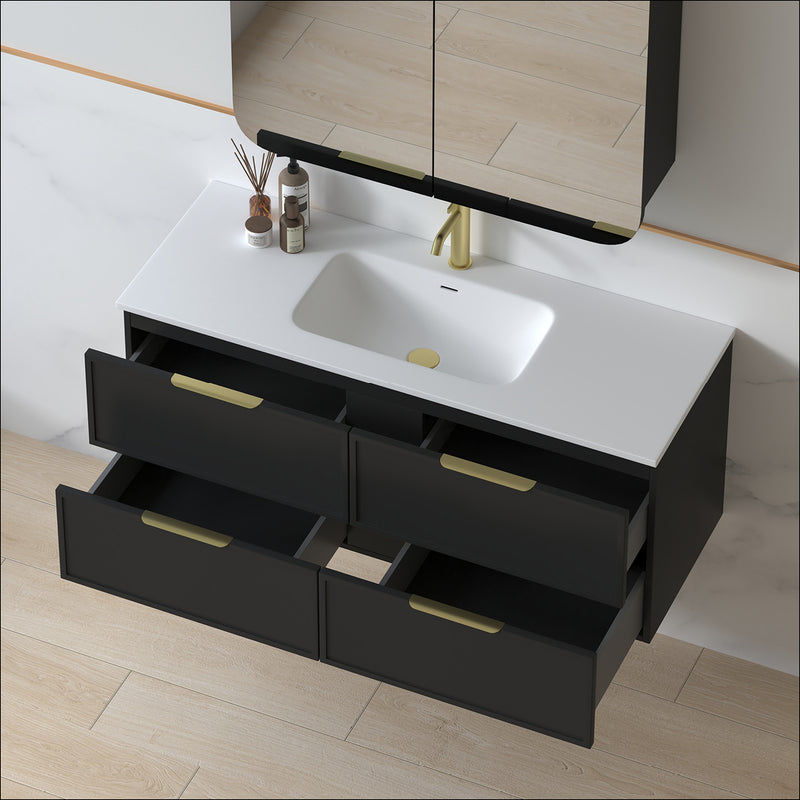 Ashford 1200mm Matte Black Shaker Wall Hung Vanity