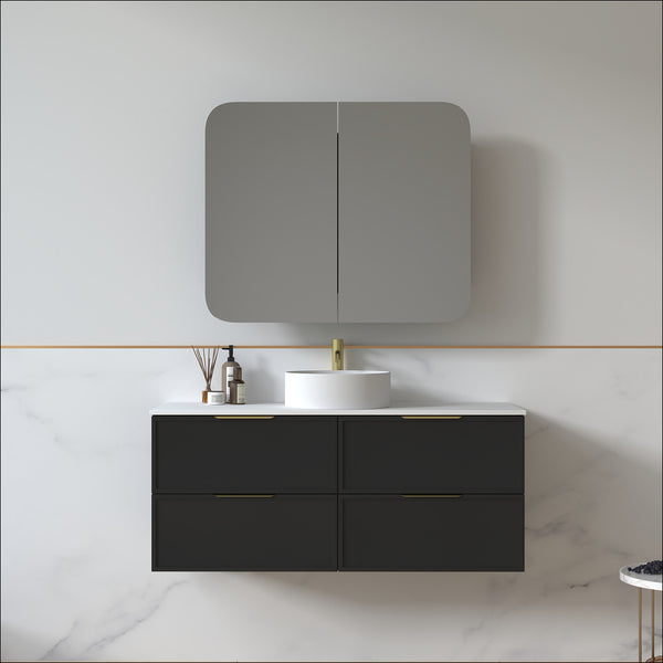Ashford 1200mm Matte Black Shaker Wall Hung Vanity