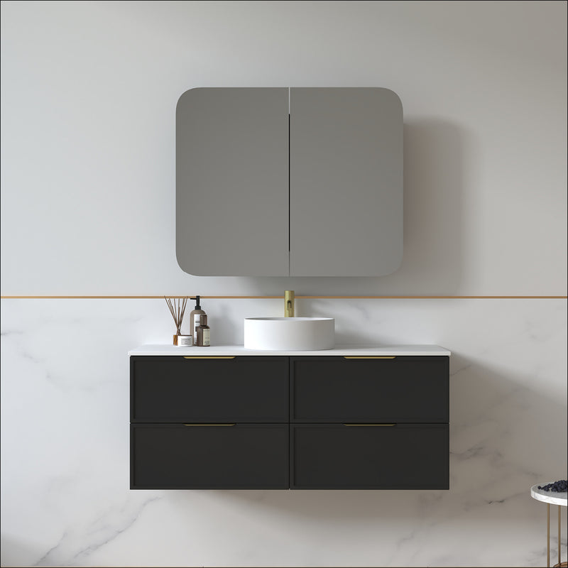 Ashford 1200mm Matte Black Shaker Wall Hung Vanity