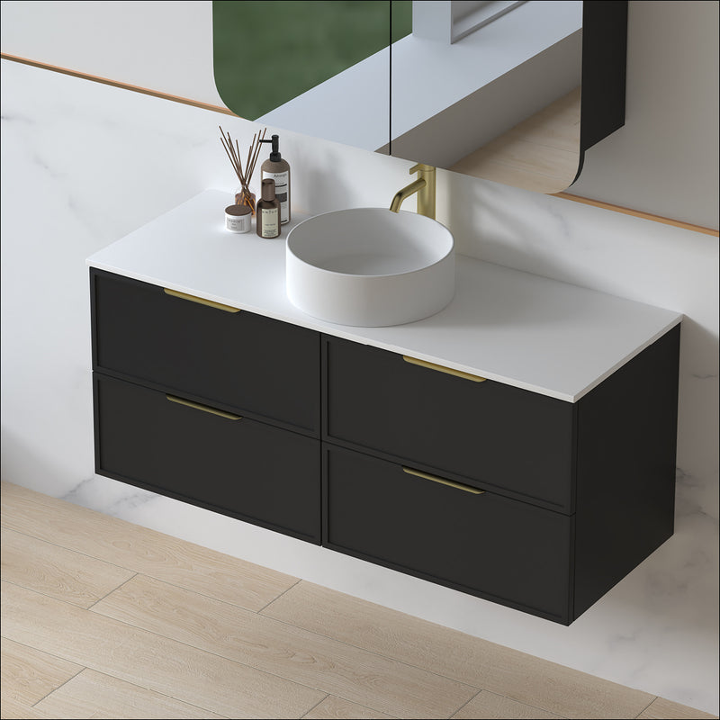 Ashford 1200mm Matte Black Shaker Wall Hung Vanity