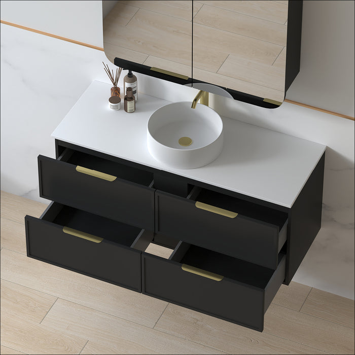 Ashford 1200mm Matte Black Shaker Wall Hung Vanity