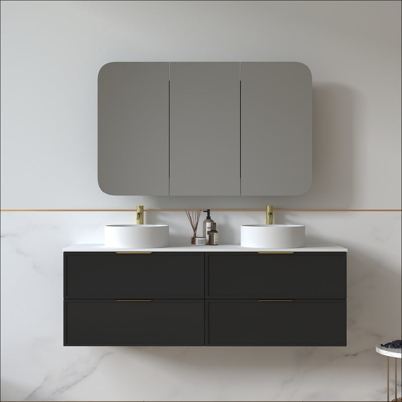 Ashford 1500mm Matte Black Shaker Wall Hung Vanity