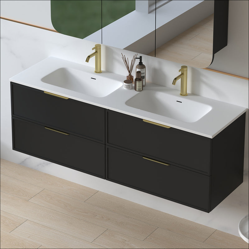 Ashford 1500mm Matte Black Shaker Wall Hung Vanity