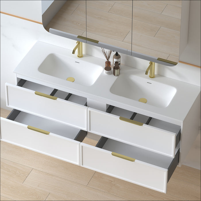 Ashford 1500mm Matte White Shaker Wall Hung Vanity