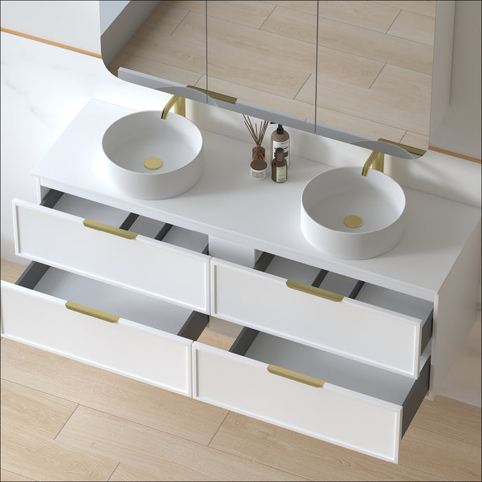 Ashford 1500mm Matte White Shaker Wall Hung Vanity