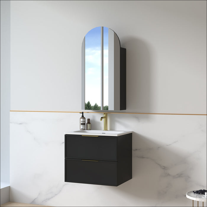 Ashford 600mm Matte Black Shaker Wall Hung Vanity