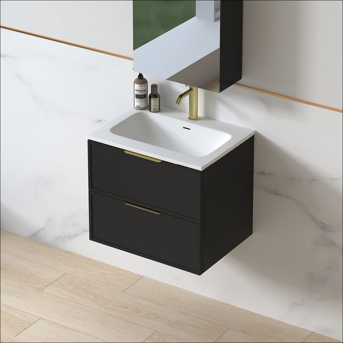 Ashford 600mm Matte Black Shaker Wall Hung Vanity