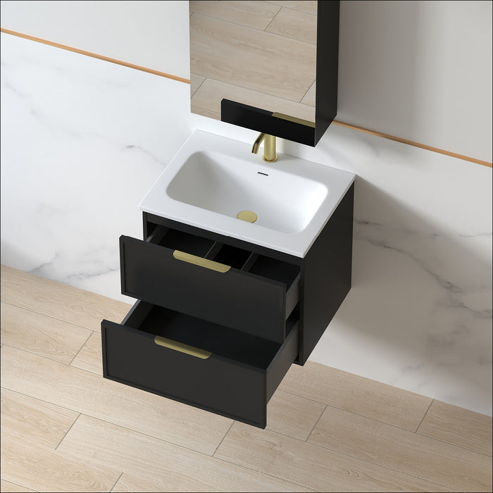 Ashford 600mm Matte Black Shaker Wall Hung Vanity