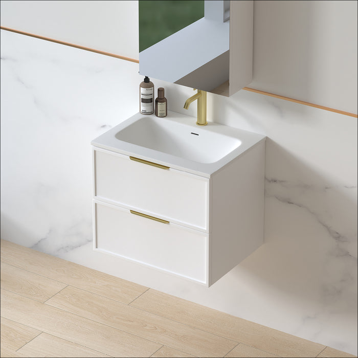 Ashford 600mm Matte White Shaker Wall Hung Vanity