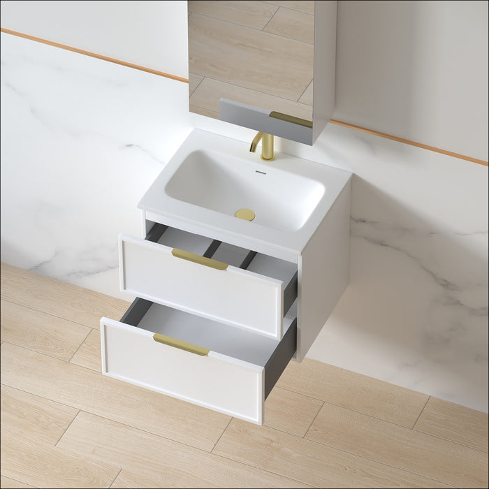Ashford 600mm Matte White Shaker Wall Hung Vanity