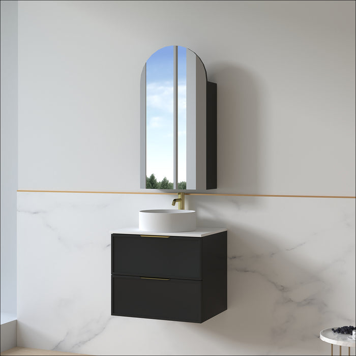 Ashford 600mm Matte Black Shaker Wall Hung Vanity