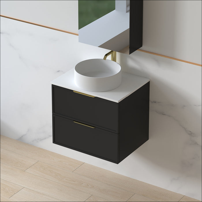 Ashford 600mm Matte Black Shaker Wall Hung Vanity