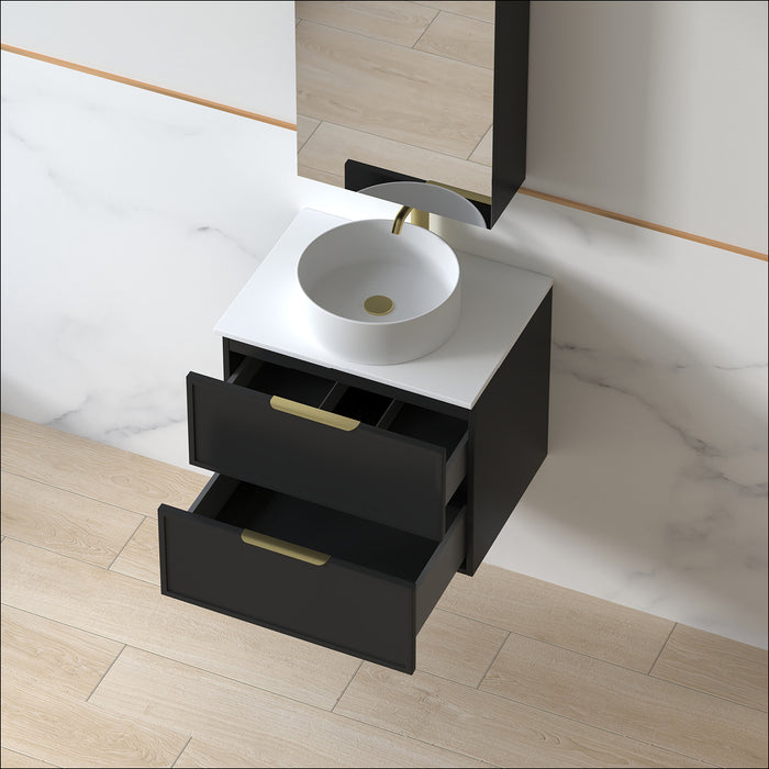 Ashford 600mm Matte Black Shaker Wall Hung Vanity