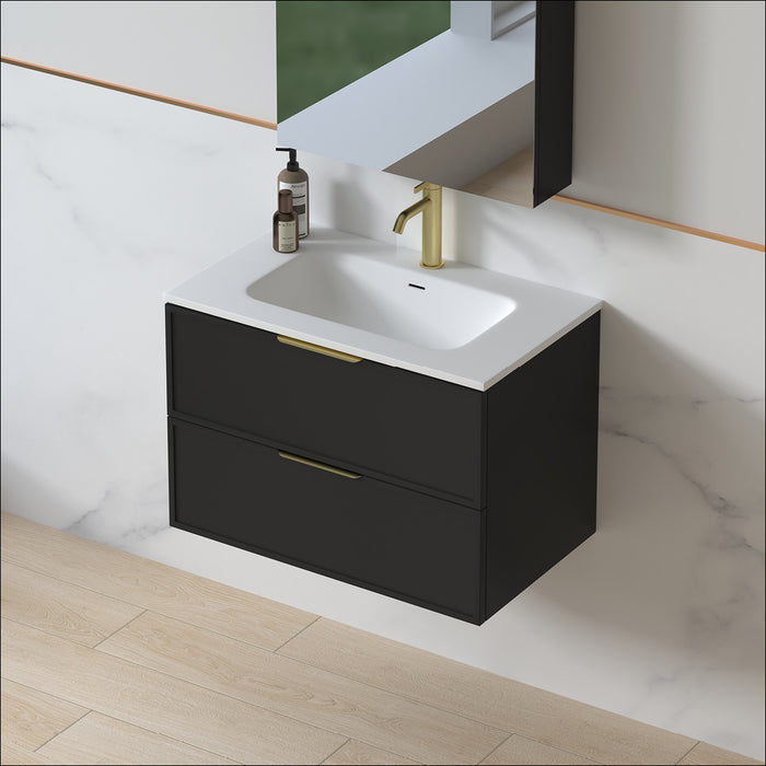 Ashford 750mm Matte Black Shaker Wall Hung Vanity