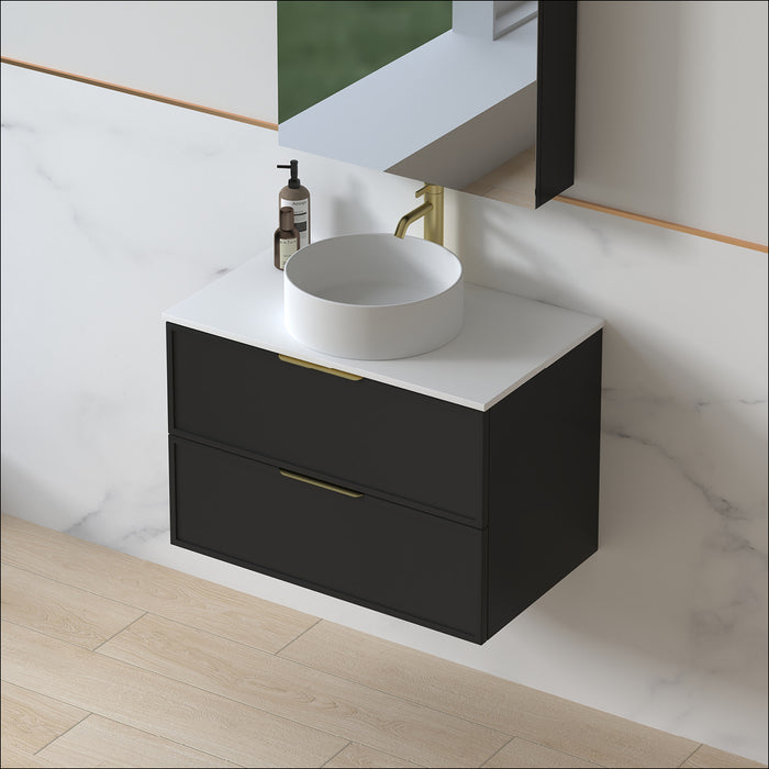 Ashford 750mm Matte Black Shaker Wall Hung Vanity