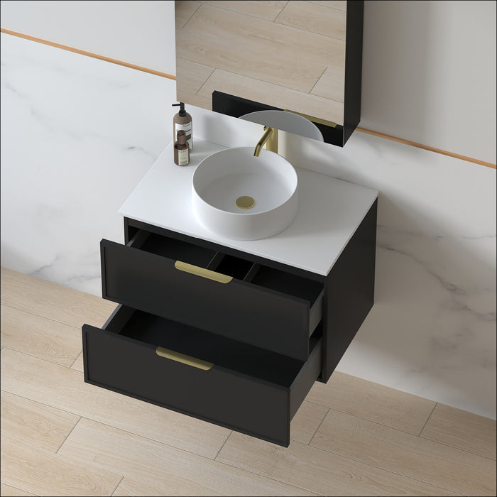 Ashford 750mm Matte Black Shaker Wall Hung Vanity