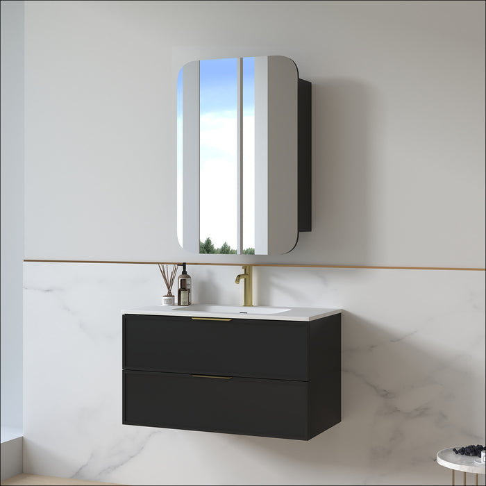 Ashford 900mm Matte Black Shaker Wall Hung Vanity
