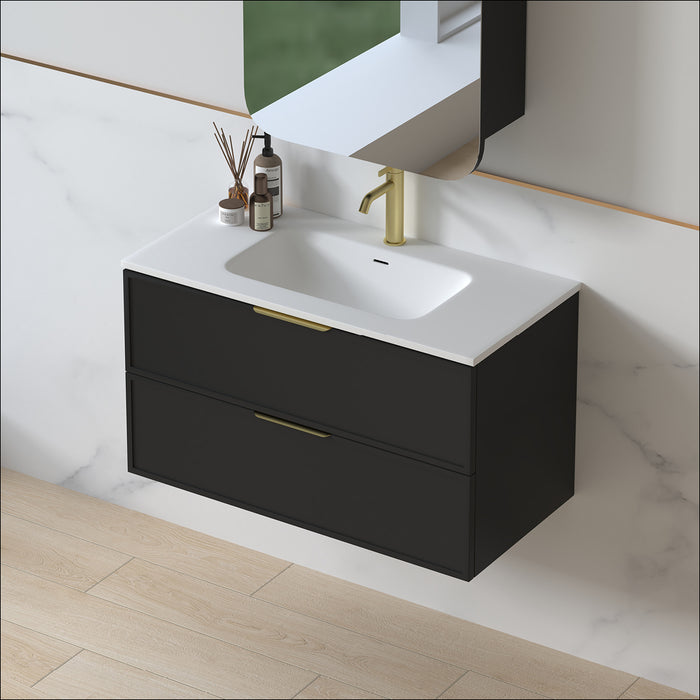Ashford 900mm Matte Black Shaker Wall Hung Vanity