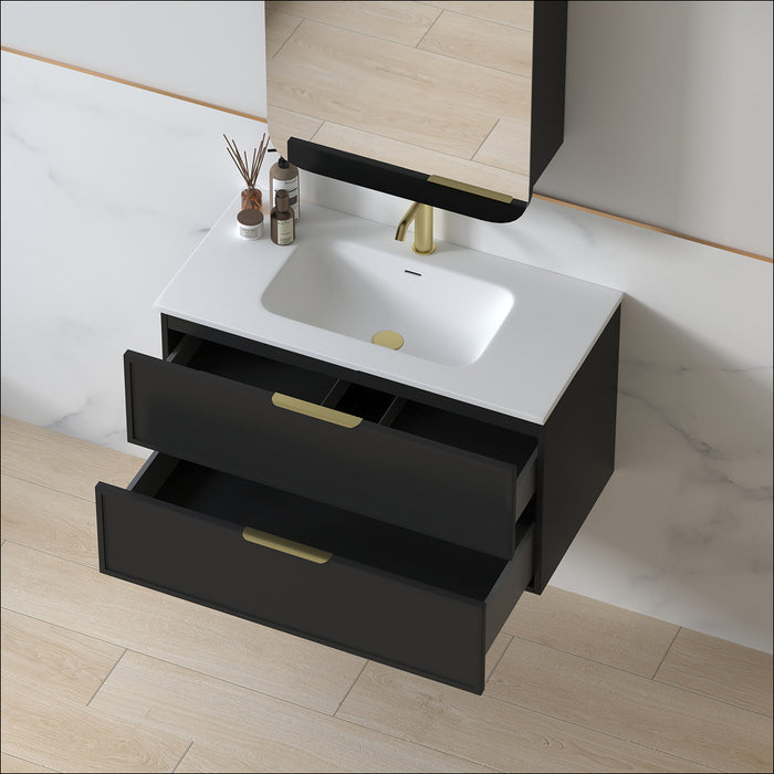 Ashford 900mm Matte Black Shaker Wall Hung Vanity