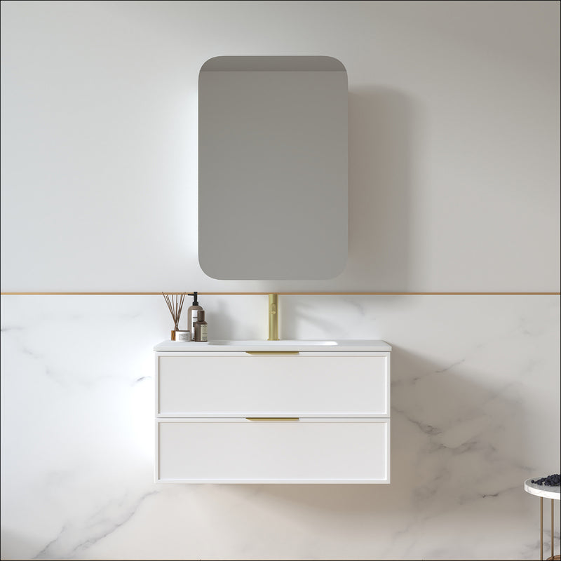 Ashford 900mm Matte White Shaker Wall Hung Vanity