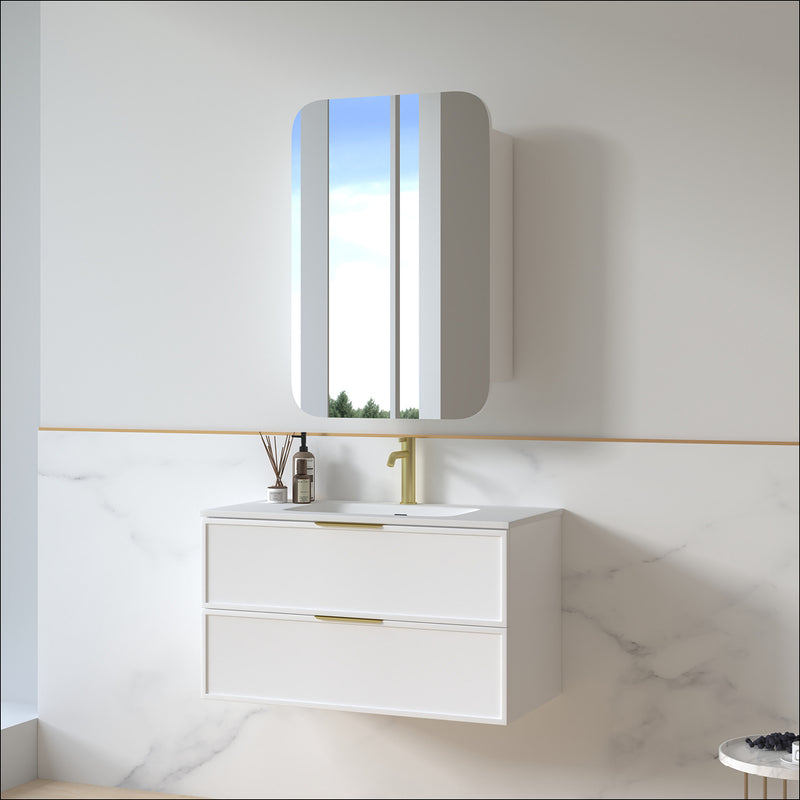 Ashford 900mm Matte White Shaker Wall Hung Vanity