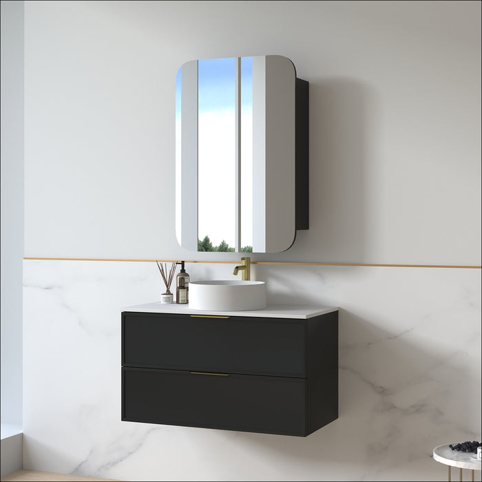Ashford 900mm Matte Black Shaker Wall Hung Vanity