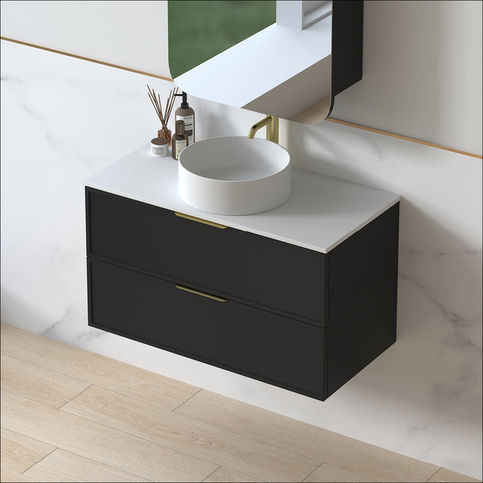 Ashford 900mm Matte Black Shaker Wall Hung Vanity