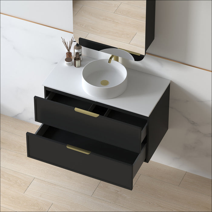 Ashford 900mm Matte Black Shaker Wall Hung Vanity