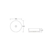 Ava 395 Matte White Round Semi Insert Basin dimensions