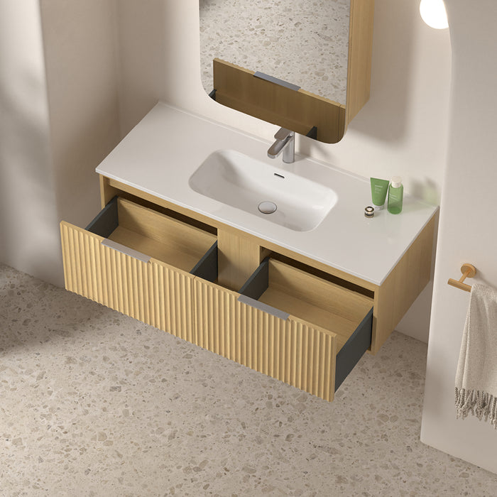 Avella 1200 Blonde Oak Fluted Wall Hung Vanity