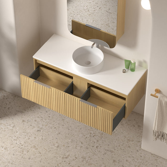 Avella 1200 Blonde Oak Fluted Wall Hung Vanity