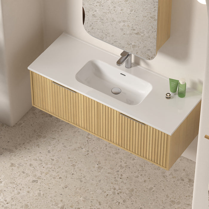Avella 1200 Blonde Oak Fluted Wall Hung Vanity