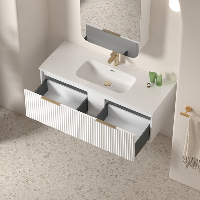 Avella 1200 Matte White Fluted Wall Hung Vanity