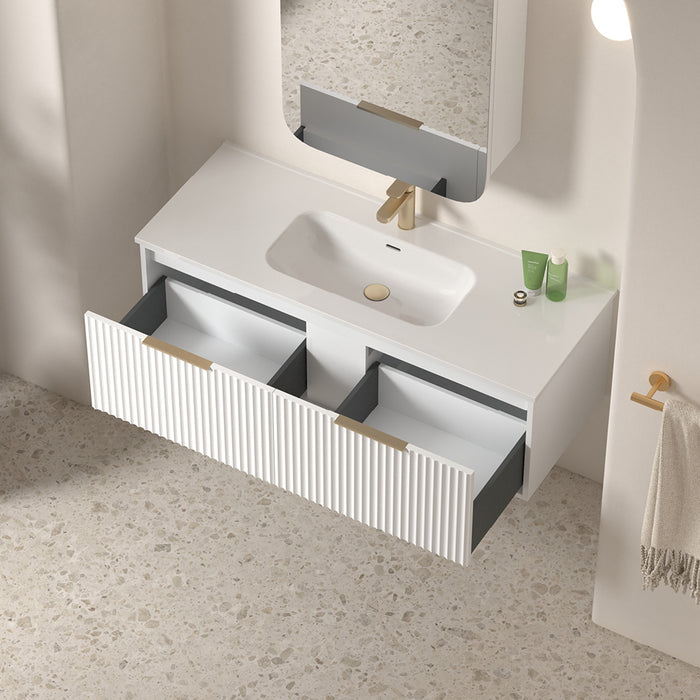 Avella 1200 Matte White Fluted Wall Hung Vanity