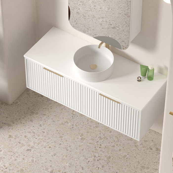 Avella 1200 Matte White Fluted Wall Hung Vanity