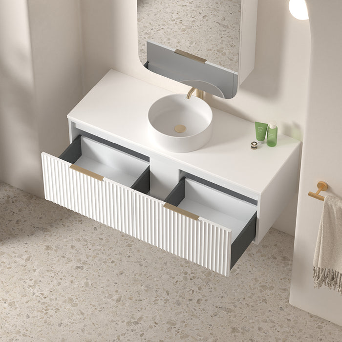 Avella 1200 Matte White Fluted Wall Hung Vanity