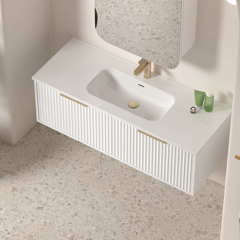 Avella 1200 Matte White Fluted Wall Hung Vanity