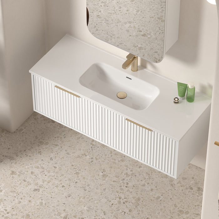 Avella 1200 Matte White Fluted Wall Hung Vanity