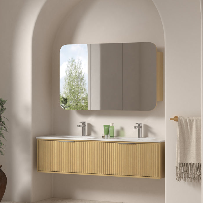 Avella 1500 Blonde Oak Fluted Wall Hung Vanity