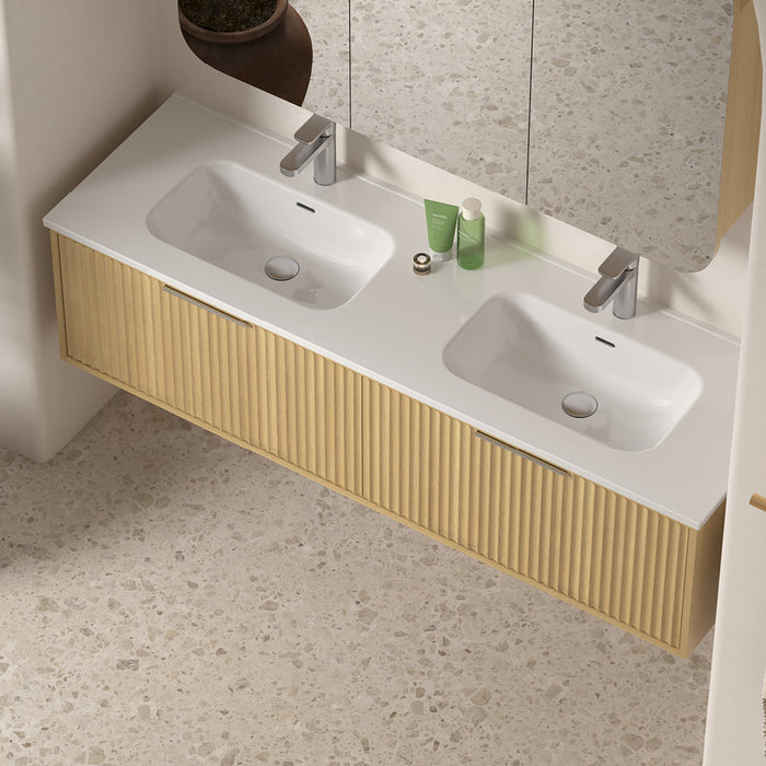 Avella 1500 Blonde Oak Fluted Wall Hung Vanity