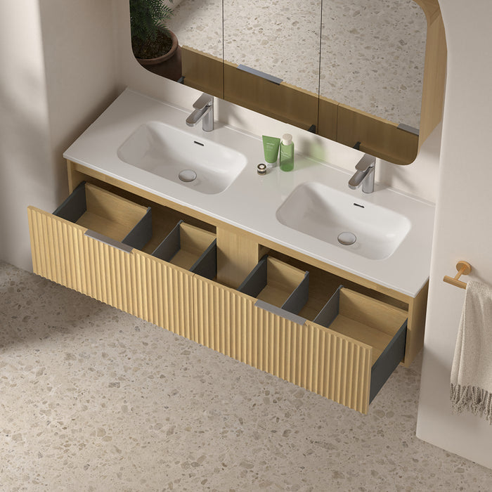Avella 1500 Blonde Oak Fluted Wall Hung Vanity