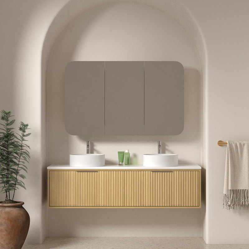 Avella 1500 Blonde Oak Fluted Wall Hung Vanity