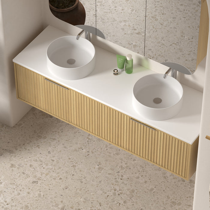 Avella 1500 Blonde Oak Fluted Wall Hung Vanity