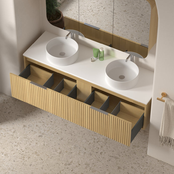 Avella 1500 Blonde Oak Fluted Wall Hung Vanity