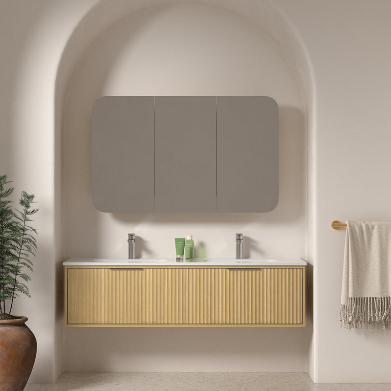 Avella 1500 Blonde Oak Fluted Wall Hung Vanity