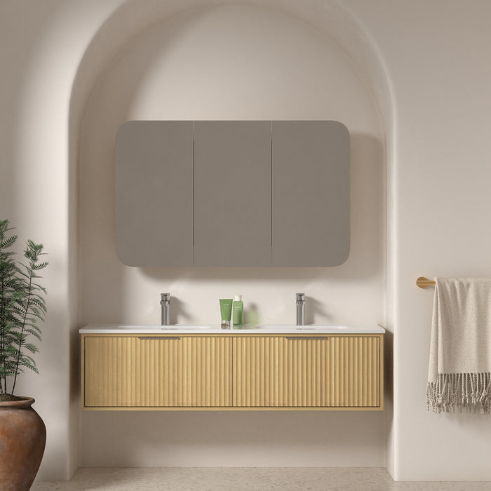 Avella 1500 Blonde Oak Fluted Wall Hung Vanity