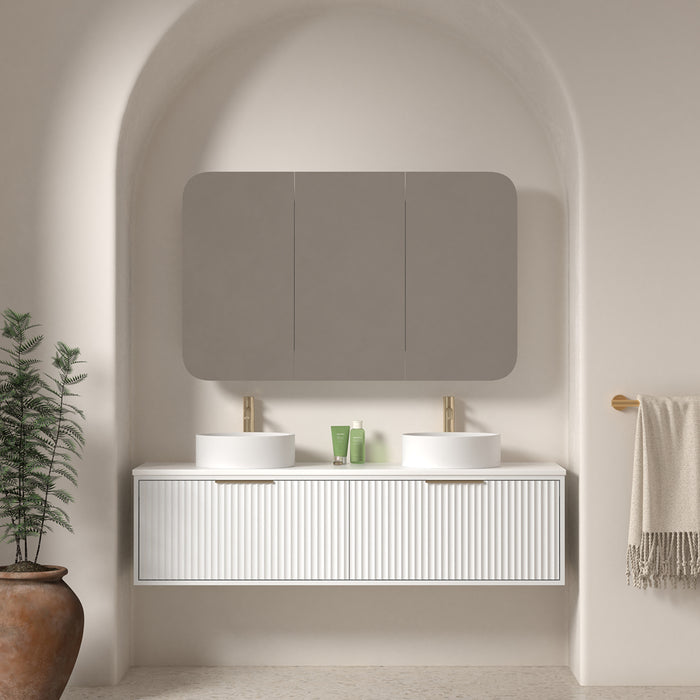 Avella 1500 Matte White Fluted Wall Hung Vanity